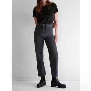 Levi's Ribcage Straight Jeans Black Gray Wash High Waisted Cotton Size 26 Women